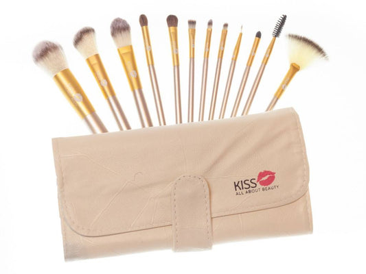 Cream Gold Makeup Artists Professional Brush Set & Travel Case Bag Wholesale